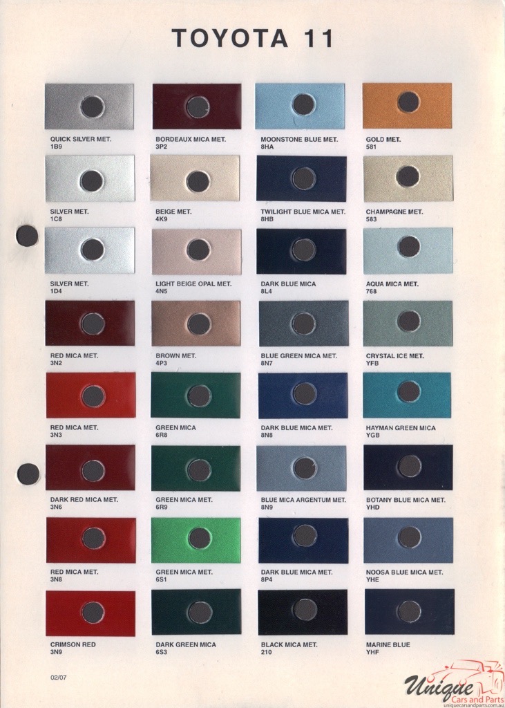 1995 - 2002 Toyota Paint Charts Octoral 11